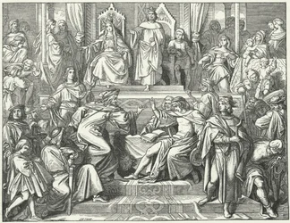 The Sangerkrieg, a contest between minstrels at the Wartburg castle in Thuringia in 1207