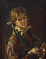 A Woman Knitting