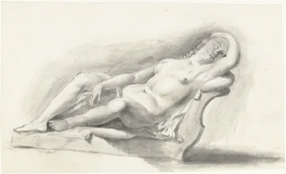 Nude Woman Lying on a Couch Cushion
