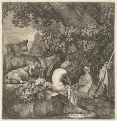 Shepherds by a Pond