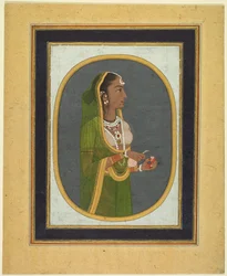 Court lady pouring wine, c. 1760, borders c. 1830s