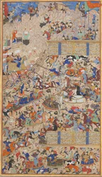 Battle Between Iranians and Turanians, Folio from a Shahnama Book of Kings
