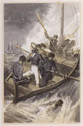 Nelson put on board his ship during a storm