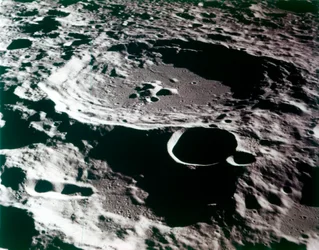 Close-up View of a Crater on the Surface of the Moon