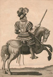 A Yeoman of the Guard, attending Queen Elizabeth on a Progress, c1800