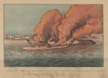 Terrific Combat Between the Monitor 2 Guns & Merrimac 11 Guns In Hampton Roads March 9th 1862