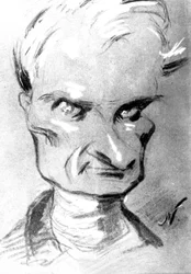 Portrait of French writer Prosper Merimee, drawing by Nadar
