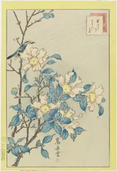 Blue Bird and Pink Flowers, 1859