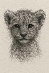 Cute Lion Cub Sketch