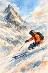 Dynamic Mountain Skier
