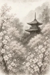 Japanese Pagoda Cherry Blossoms