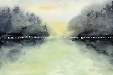 Misty Lake Reflection