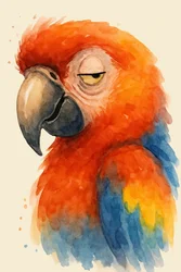 Sleepy Watercolor Parrot