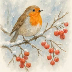 Snowy Winter Robin