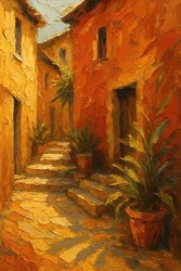 Sunlit Village Steps