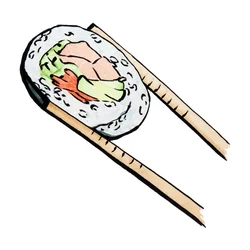 Sushi Roll With Chopsticks
