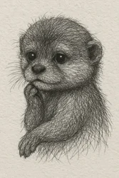 Thoughtful Baby Otter