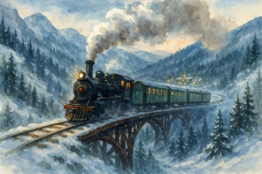 Winter Train Village Lights