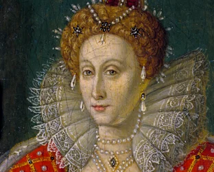 Detail of Miniature Oil Painting Portrait of Queen Elizabeth I of England and Ireland