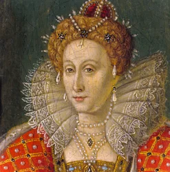 Detail of miniature oil portrait of Queen Elizabeth I