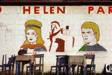 Mural at Helen of Troy cafe at Troy, Turkey