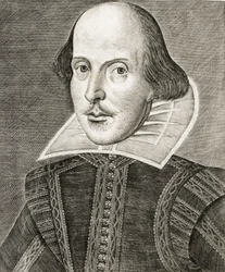 Portrait of William Shakespeare on frontispiece of Comedies, histories, & tragedies