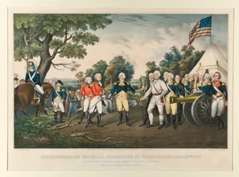 Surrender of General Burgoyne at Saratoga, N.Y., Oct 17th 1777, from the original painting by Colonel Trumbull in the Capitol at Washington