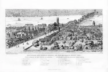 Southwark and London Bridge as they appeared about 1546