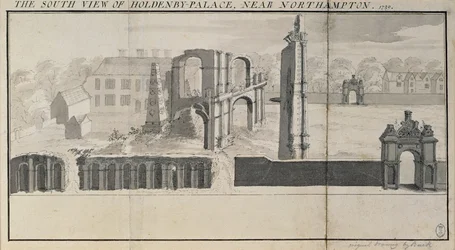 South view of Holdenby House and ruins as seen in 1729