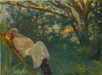 Lady in Pink on a Chaise Longue