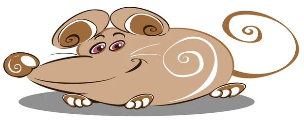 Curly Brown Mouse - cartoon