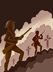 World War One Soldiers with Bayonets - Emerging from Trenches
