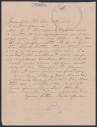 Letter from Nelson Jordan to Julia Womack with an envelope