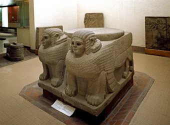Base of column decorated with sphinx