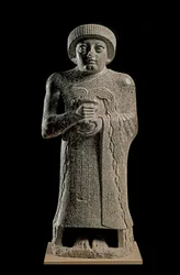 Sumerian Art: Detail of the Statue of Gudea, Prince of Lagash known as 