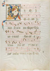 Saint Kneeling Before God Enthroned in a Historiated Initial 