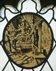 Roundel: King Ahasuerus with Haman (The Book of Esther)