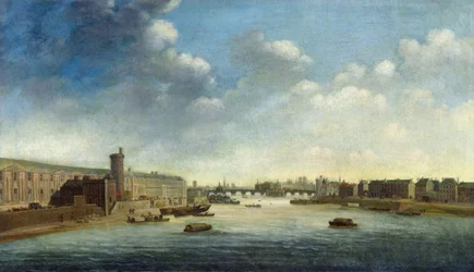 The Seine from the Barbier Bridge Upstream, the Louvre