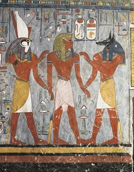 Pharaoh Between Gods Harsiesis and Anubis