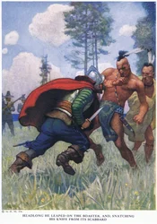 Headlong He Leaped on the Boaster, and, Snatching His Knife from His Scabbard