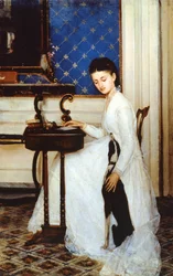 Young woman at desk with Greyhound