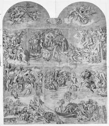 Trumpeting Angels and Damned Souls Being Pulled Down by Devils (detail)