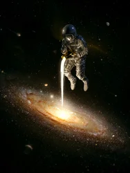 Astronaut Feeds Galaxy