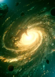 Astronaut in Galactic Swirl