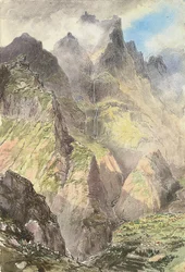 The Grande Curral, Madeira, with a Party of Tourists in the Foreground, the Pico Grande Beyond