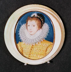Portrait of a young man in a black cap and high ruff