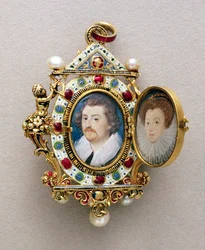 Portraits of unknown man and woman