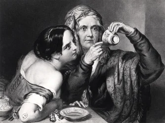 Predicting the Future from Reading Coffee Grounds, Engraved by Charles William Sharpe