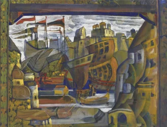 The Novgorod Market. Stage Design for the Opera Sadko by N. Rimsky-Korsakov, by Nicholas Roerich
