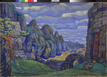 Village by the Sea. Stage Design for the Opera Tristan and Isolde by Richard Wagner